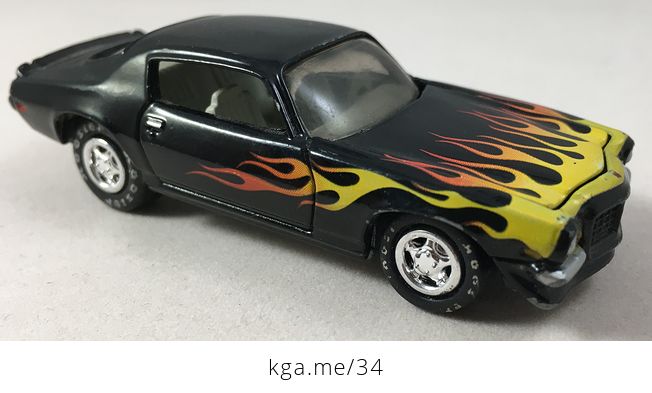 Black 1970 Camaro with Flames and Hoosier Tires Johnny Lightning 538 - #ho1q71L6yAw-2