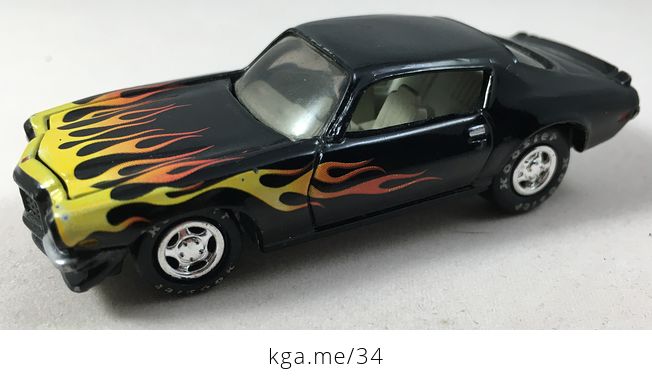 Black 1970 Camaro with Flames and Hoosier Tires Johnny Lightning 538 - #ho1q71L6yAw-1